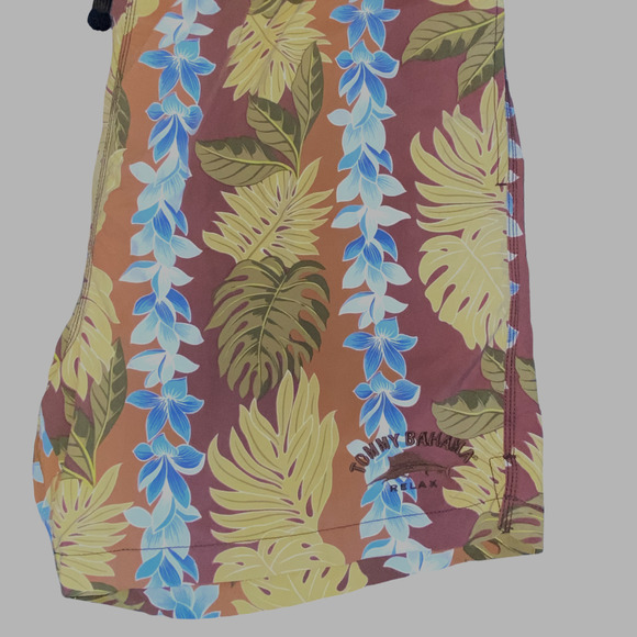 Tommy Bahama Relax Hawaiian blue brown Men's Swim trunks shorts size XL pockets - Picture 4 of 7